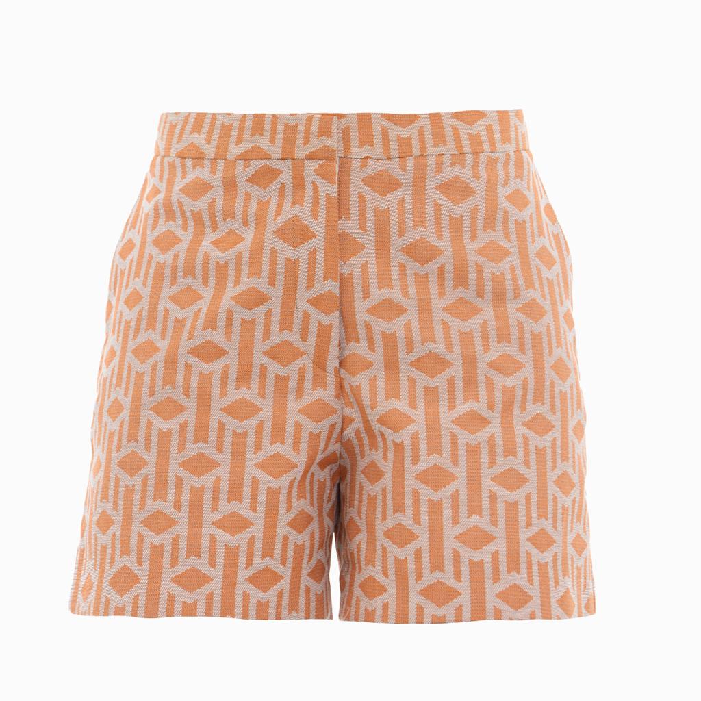Monogram Logo Jacquard Cotton Shorts - Orange