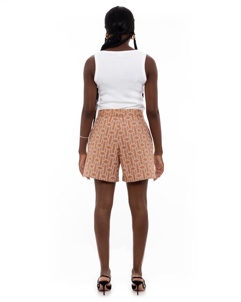 Monogram Logo Jacquard Cotton Shorts - Orange