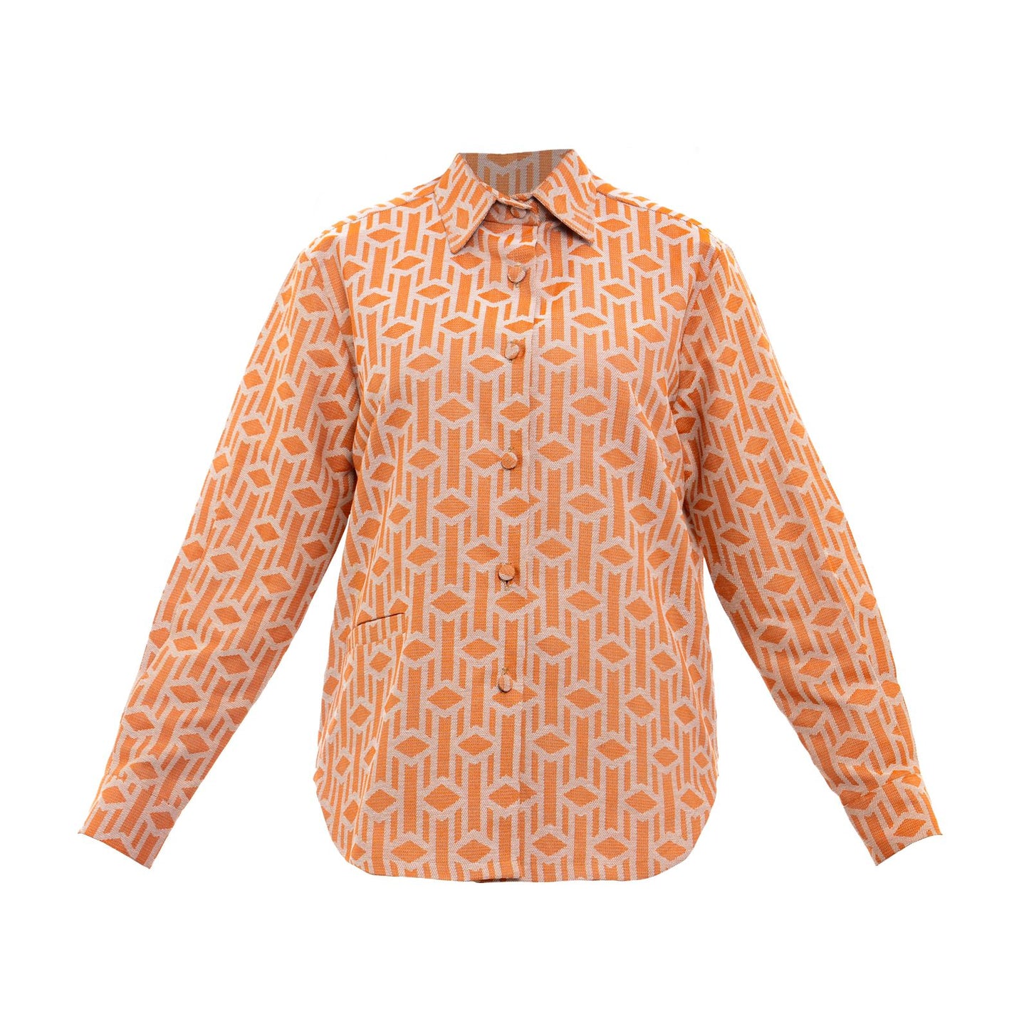 Monogram Logo Jacquard Cotton Shirt - Orange