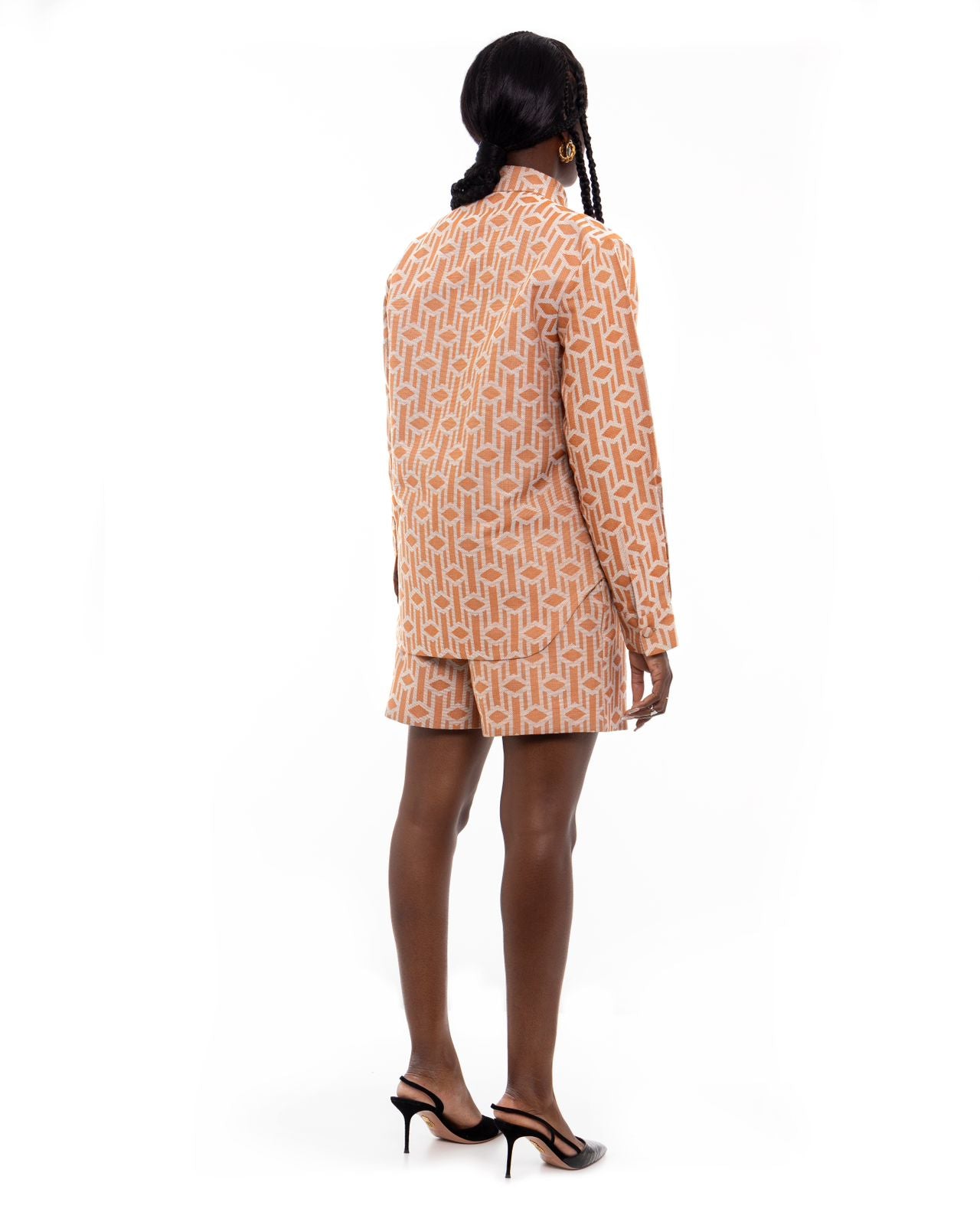 Monogram Logo Jacquard Cotton Shirt - Orange