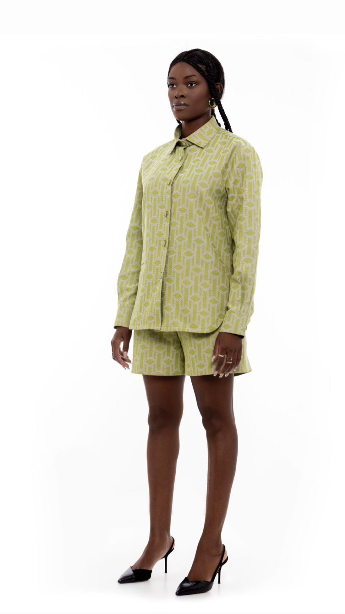 Monogram Logo Jacquard Cotton Shirt - Green