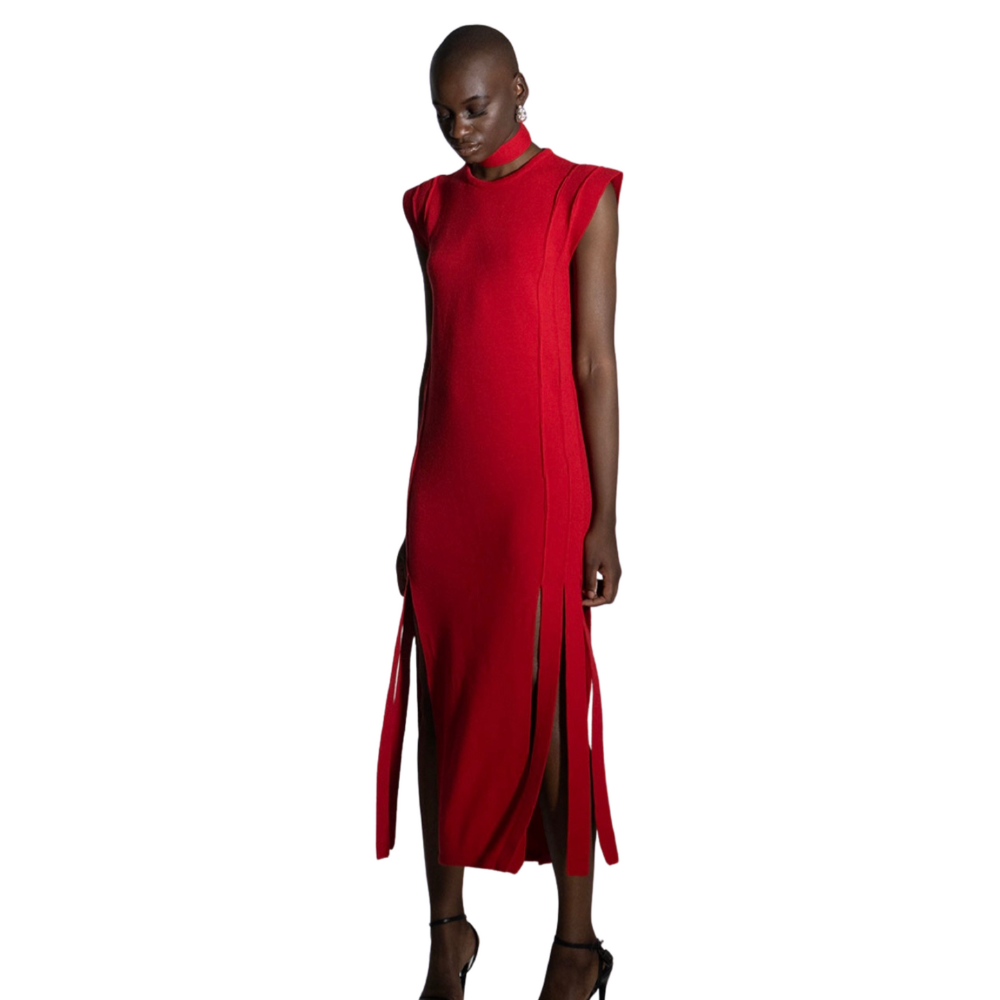 Fringe Midi Dress - Red
