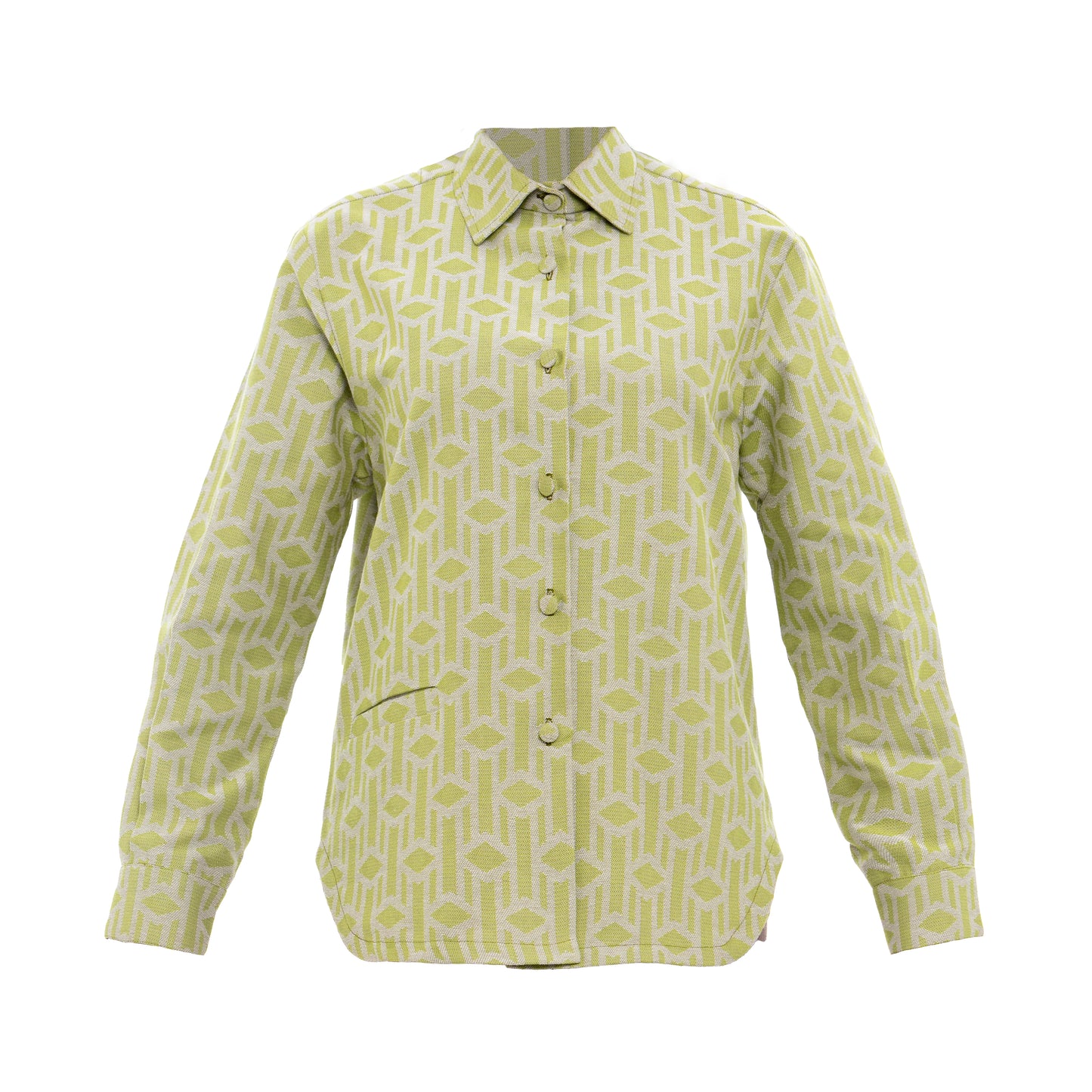 Monogram Logo Jacquard Cotton Shirt - Green