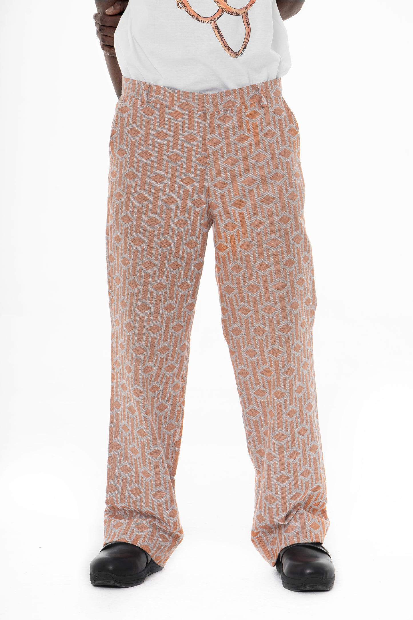 Monogram Logo Jacquard Pants- Orange