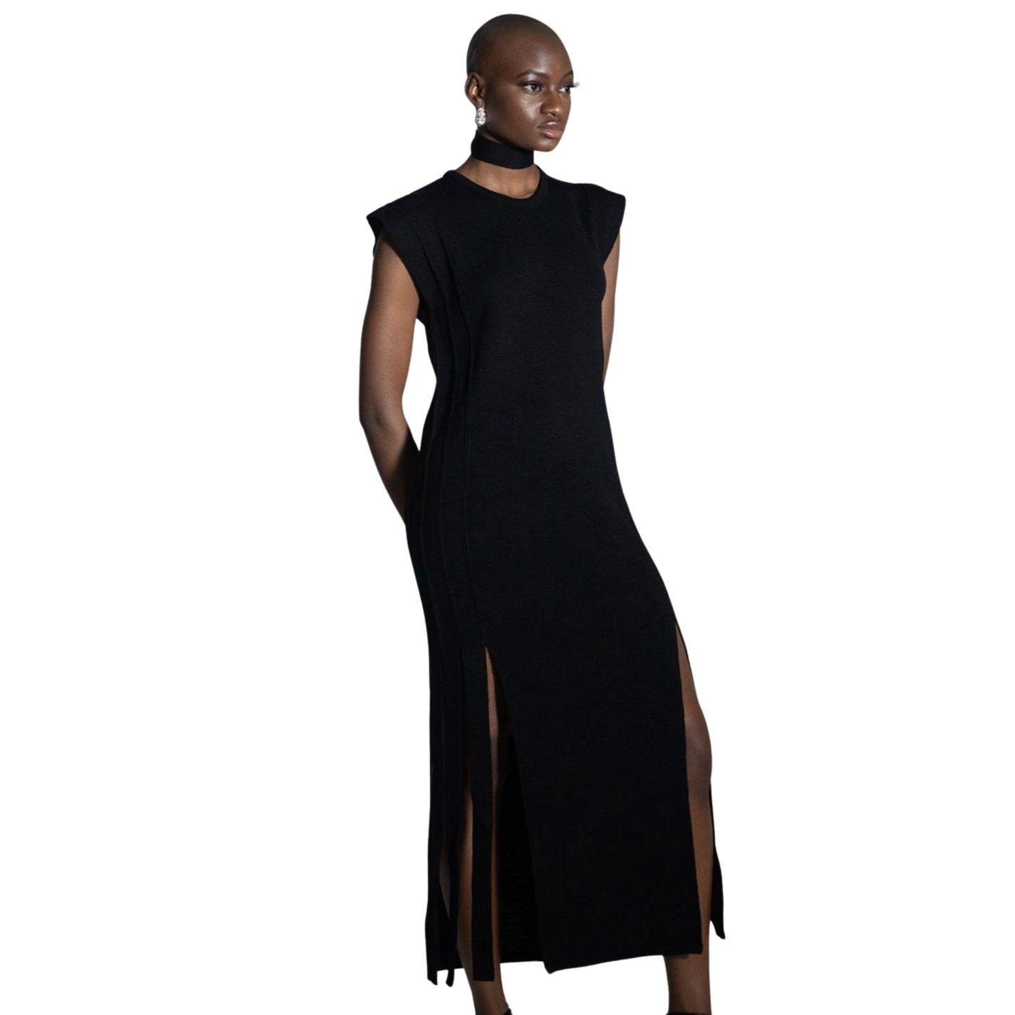 Fringe Midi Dress - Black