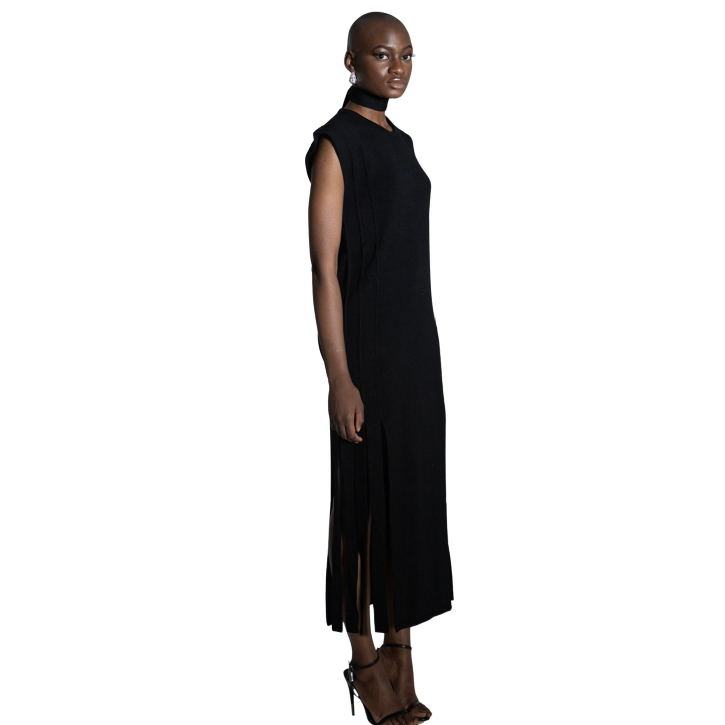 Fringe Midi Dress - Black