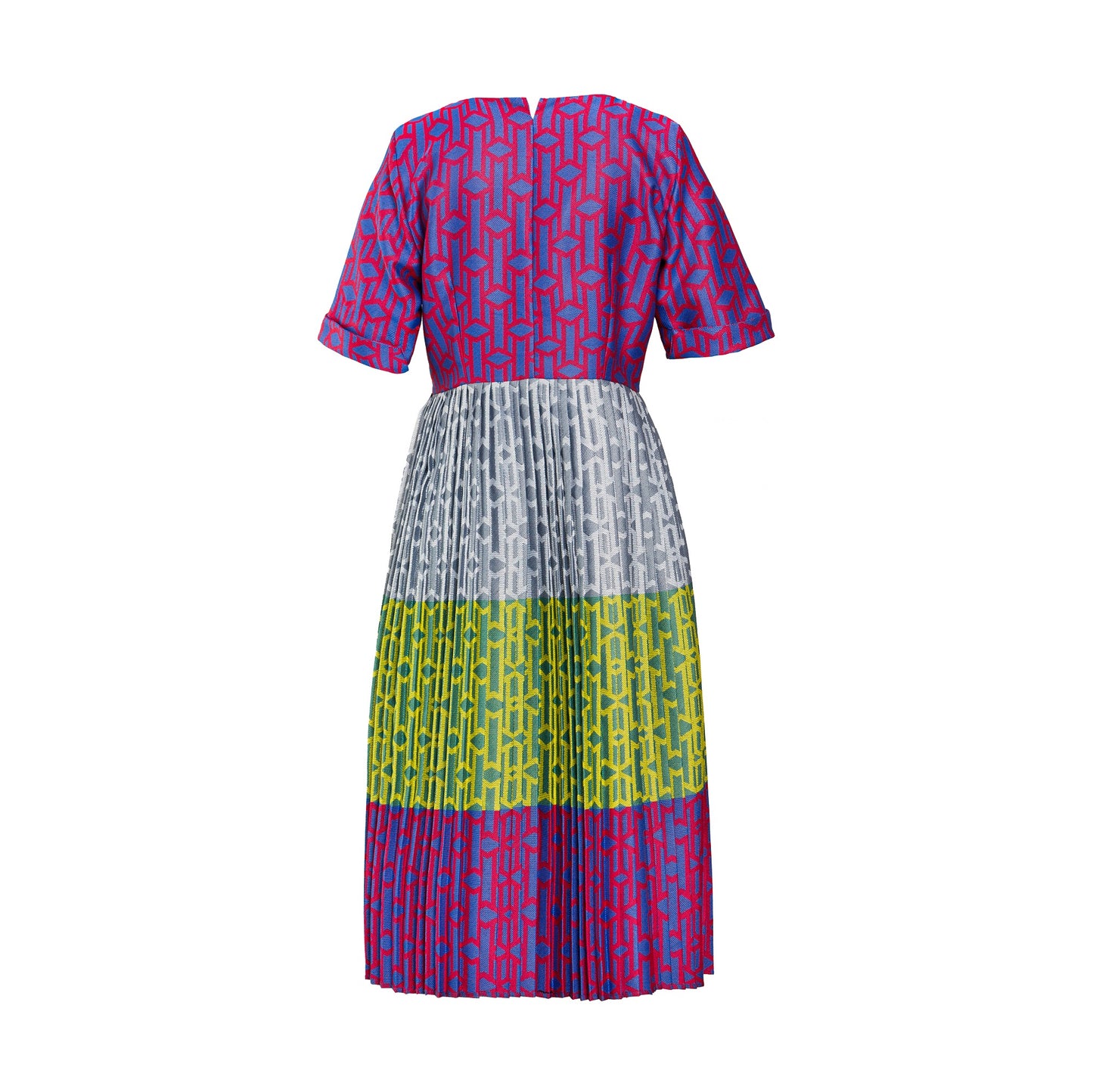 Multi Coloured Pleated Midi Dress